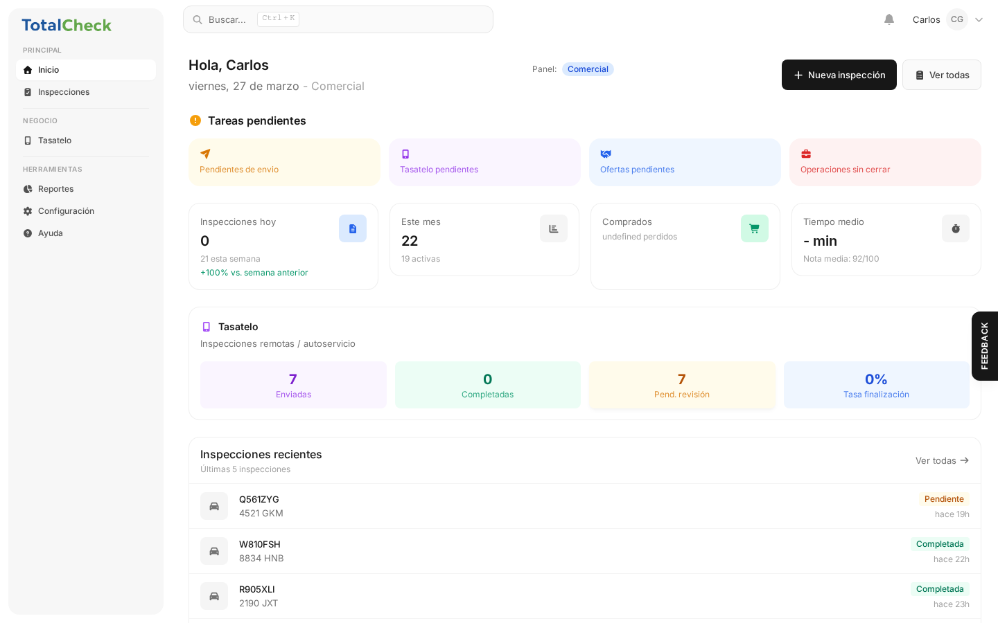 TotalCheck Dashboard — Panel de control de inspecciones
