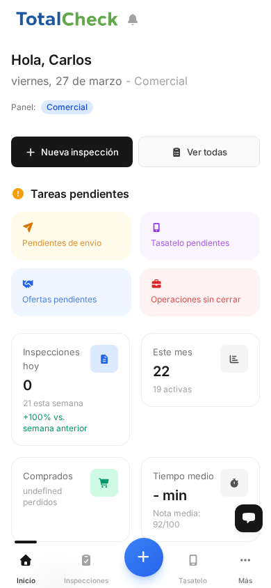 TotalCheck en movil — Lista de inspecciones en smartphone